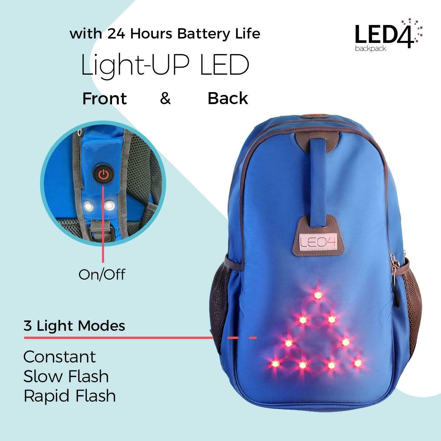 Backpack Utility Light LED4 Outdoor Backpack Light Up LED-For Cycling, Hiking, Camping ...