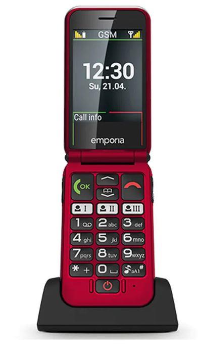 Emporia JOY LTE Big Button 4G FLIP Phone External Screen Satin Red Unlocked - Student Computers