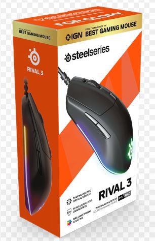 SteelSeries Rival 3 Gaming Mouse 8500 CPI TrueMove Core Optical Sensor 6 Buttons