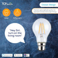 TCP Smart Wi Fi 7W Classic Filament LED Light Bulb BC/B22 Fitting (Warm White)