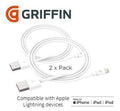 Apple Lightning Charge Cables Apple MFI 3 FT White (Pack of 2) New sealed Griffin