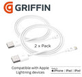 Apple Lightning Charge Cables Apple MFI 3 FT White (Pack of 2) New sealed Griffin