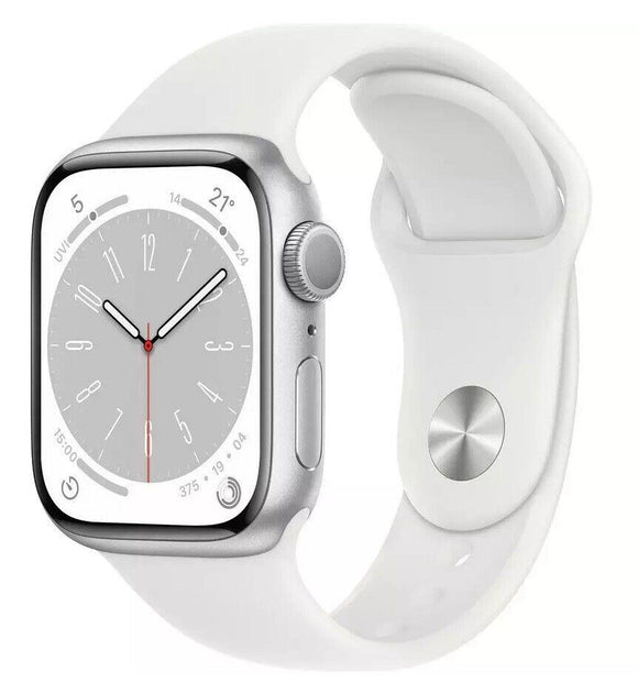 APPLE Watch Series 9 45 mm Silver Aluminium Case with White Sports Band