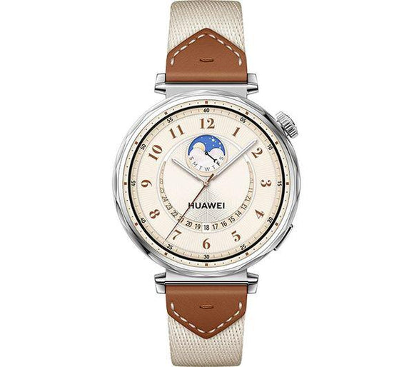 HUAWEI Watch GT 5 - Stainless Steel, Brown Woven Nylon Strap, 41 mm