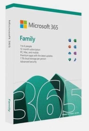 Microsoft 365 Family - 1 Year, 6 People 1TB Cloud & Advanced Security