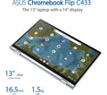 ASUS C433t Flip 14 Inch Intel M3 4GB RAM 64GB eMMC 2-in-1 Chromebook -  Silver