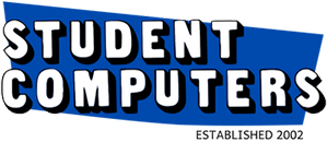 Logo for Student Computers online store with refurbished and cheap laptops, chromebooks, gaming controllers, apple airpods, apple ipads, apple iphones