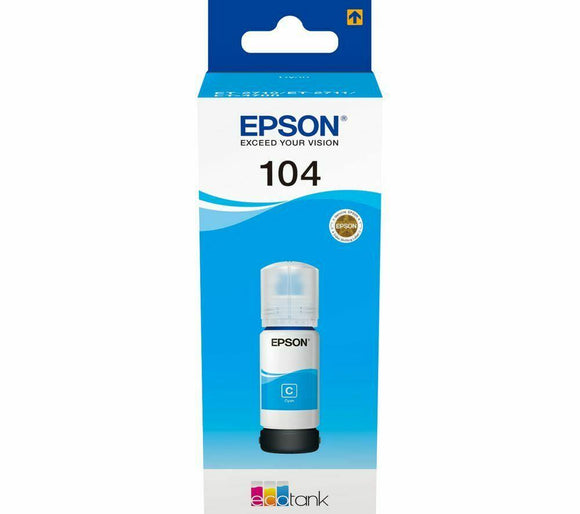 2 Pack EPSON 104 Cyan Ecotank Ink Bottle 
